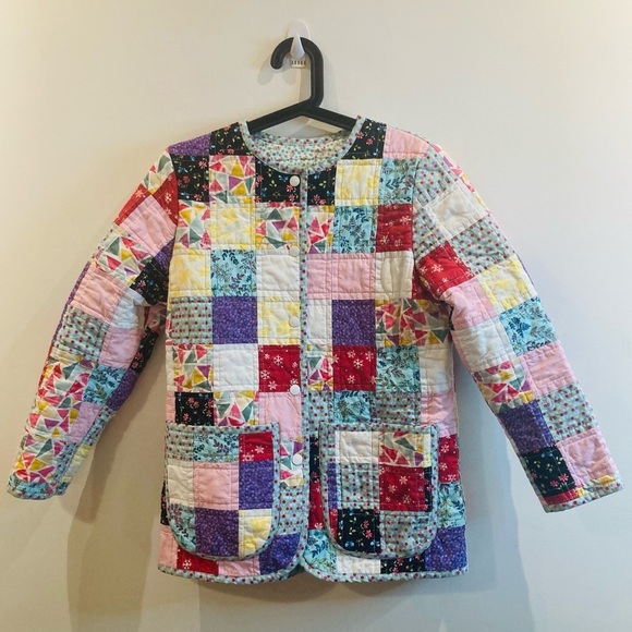 None Jackets & Blazers - HANDMADE QUILTED  Sz M Patchwork Patch Pockets Handmade Jacket Shacket